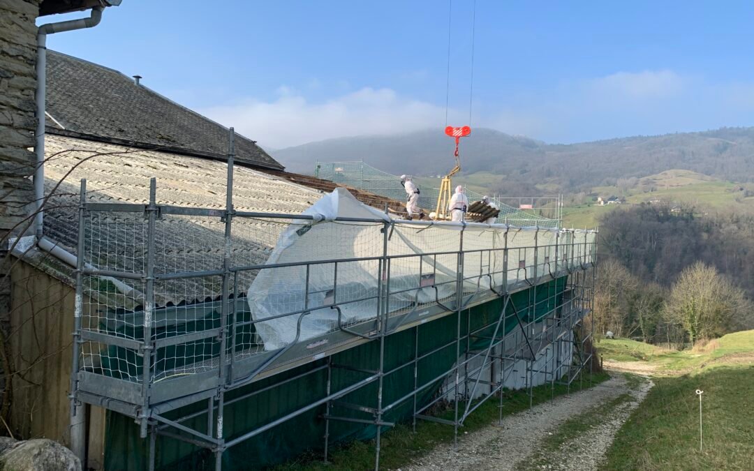 Retrait d’ardoises et plaques fibrociment en toiture – Massingy